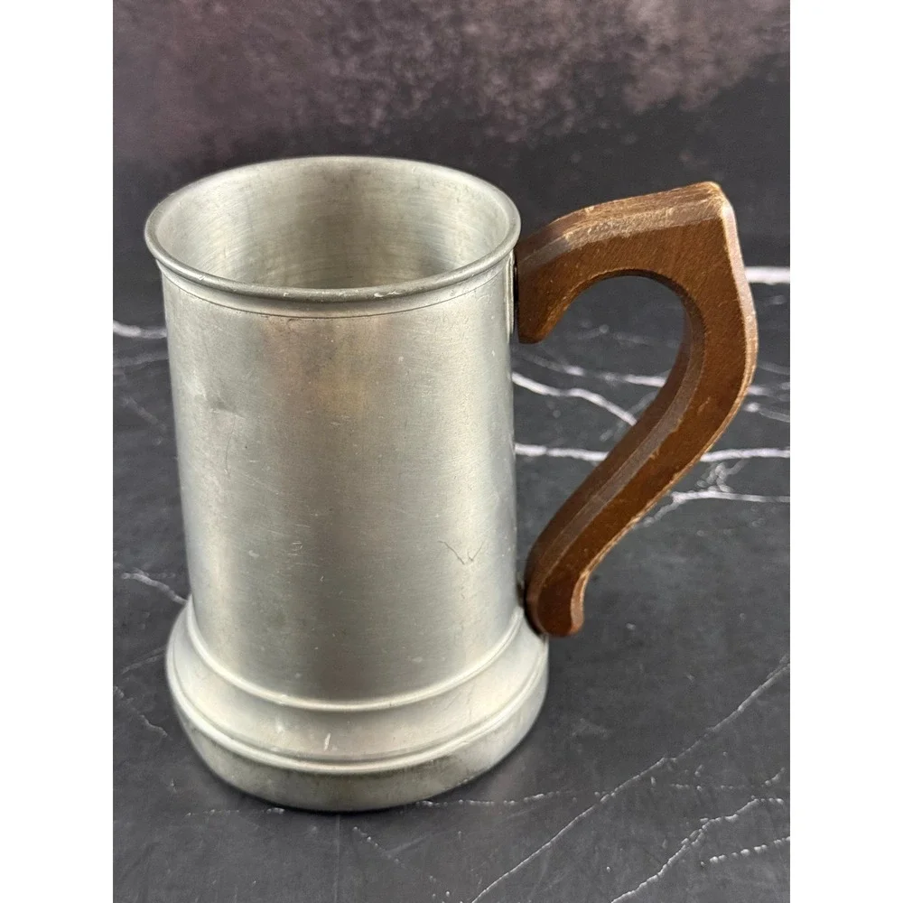 VTG International Pewter Stein Tankard Wooden Handle 5 1/4in